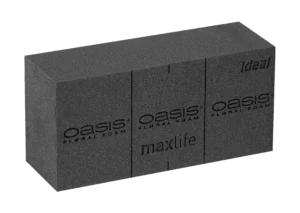 A block of OASIS® Floral Foam MaxLife Ideal in black.