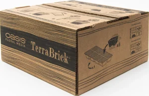 Side angle of a case of OASIS® TerraBrick® Floral Media.