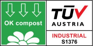 Seal for TÜV Austria certified OK compost industrial.